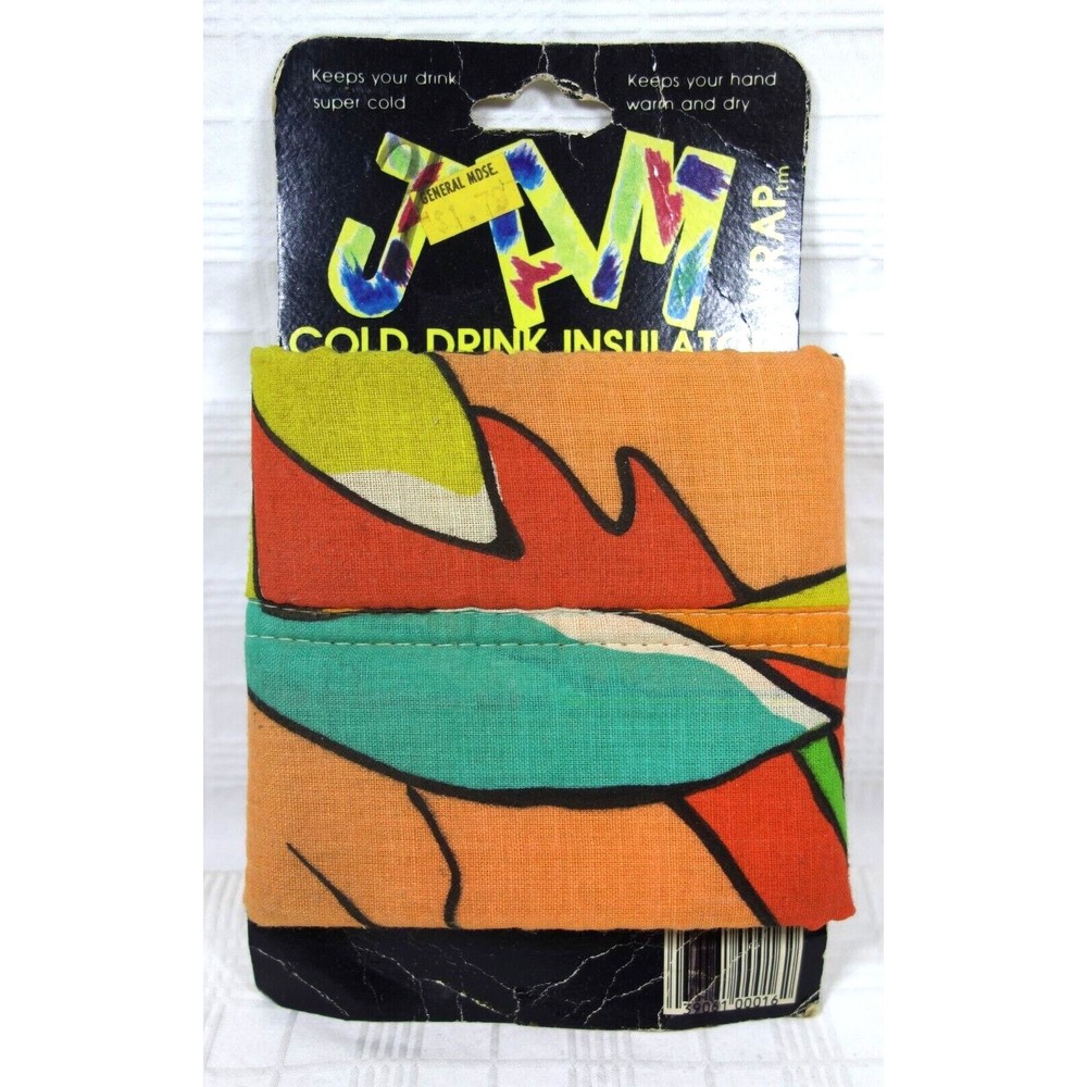 Vintage 1980s WACKY design Cold Drink Insulator Sleeve Jam Wrap New